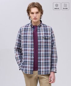 J.PRESS MEN 【吸水速乾 / 接触冷感 / 高通気性】Aero Weave クールマックス サッカー 長袖シャツ / B.D. ブラウン系3
