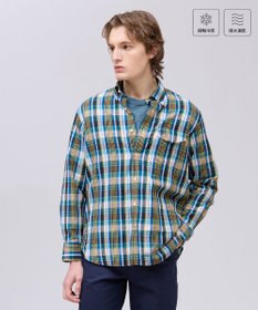 J.PRESS MEN 【吸水速乾 / 接触冷感 / 高通気性】Aero Weave クールマックス サッカー 長袖シャツ / B.D. ブルー系3