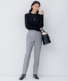 23区 【洗える】ウォームストレッチ チェック テーパード パンツ