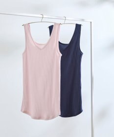 une nana cool 綿100%生地使用 リブ編みコットン タンクトップ