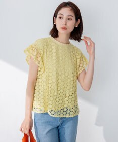 組曲 【洗える】フラワーレース ブラウス