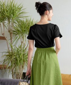 Tiaclasse 【UVカット・吸水速乾】 “きれい見え” パネルラインカットソートップス