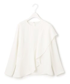 ICB 【WEB限定カラーあり・洗える】エステルダブルクロス 長袖ラッフルブラウス