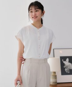 ANY SIS L 【洗える】ダブルボタンフレンチスリーブ ブラウス