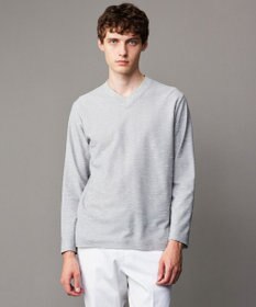 JOSEPH ABBOUD 【オーガニックコットン/JAPANファブリック】スラブインレイ Vネック 長袖 Ｔシャツ