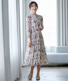 Tiaclasse 【新色追加・洗える】花柄フリルドレープワンピース