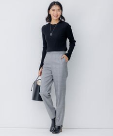 23区 【洗える】ウォームストレッチ チェック テーパード パンツ