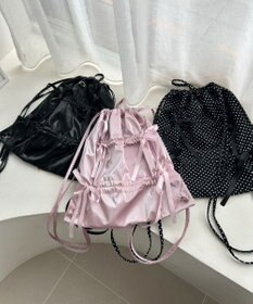 WEGO ドロストリボンギャザーナップサック