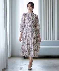 Tiaclasse 【新色追加・洗える】花柄フリルドレープワンピース