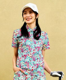 23区GOLF 【WOMEN】総柄フラワープリント ポロシャツ