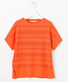 自由区 L 【洗える】クレープストレッチボーダー ニット