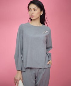 組曲 S 【KUMIKYOKU NAVY】ウーステッドライククロス フリルブラウス