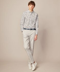 JOSEPH ABBOUD 【洗える】フラワーモチーフストレッチ シャツ