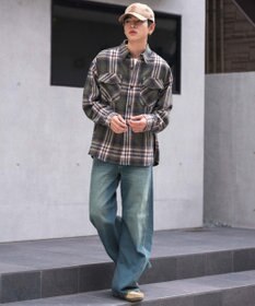 WEGO 【2025年秋冬新作/ユニセックス着用ITEM/SMLサイズ展開】ヘビーネルチェックシャツ（LS）