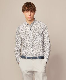 JOSEPH ABBOUD 【洗える】フラワーモチーフストレッチ シャツ