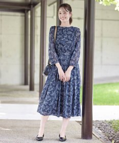 Tiaclasse 【新色追加・洗える】花柄フリルドレープワンピース