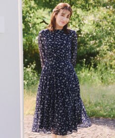 Tiaclasse 【新色追加・洗える】花柄フリルドレープワンピース