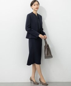 23区 【セットアップ対応/洗える】トリアセダブルジョーゼット ノーカラー ジャケット