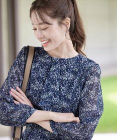 Tiaclasse L 【新色追加・洗える】花柄フリルドレープワンピース