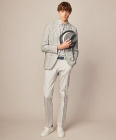 JOSEPH ABBOUD 【洗える】フラワーモチーフストレッチ シャツ