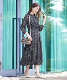 Tiaclasse 【新色追加・洗える】花柄フリルドレープワンピース