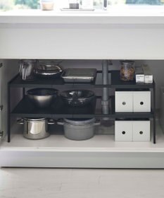 tower 伸縮シンク下ラック 2段 タワー D40 ブラック