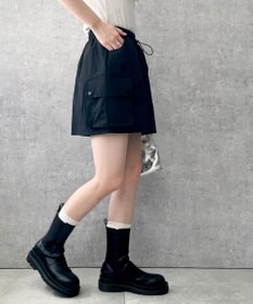 WEGO 【ウエストゴム】ナイロンカーゴミニスカート