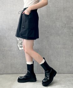 WEGO 【ウエストゴム】ナイロンカーゴミニスカート