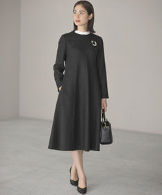 組曲 【2WAY】ラメフラノ フリル襟ワンピース