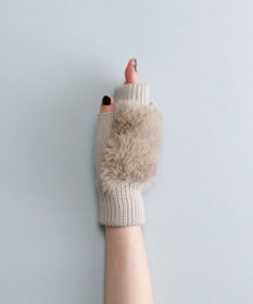 ORuKuBET フェイクファー付きフィンガーレスニットグローブ(WOMEN)