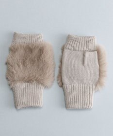 ORuKuBET フェイクファー付きフィンガーレスニットグローブ(WOMEN)