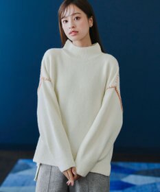 Tiaclasse 【洗える】配色ハンドステッチプルオーバー
