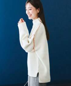 Tiaclasse 【洗える】配色ハンドステッチプルオーバー