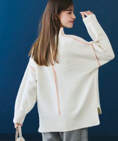 Tiaclasse 【洗える】配色ハンドステッチプルオーバー