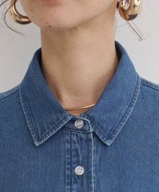 WEGO 【ANGIE VINTAGE】襟が選べる デニム プルオーバー シャツ（バンドカラー/レギュラー）