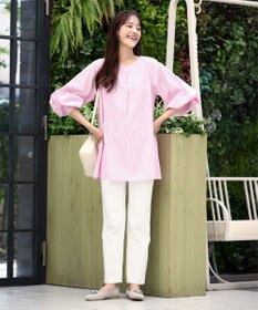 Tiaclasse 【洗える】パフスリーブチュニックブラウス