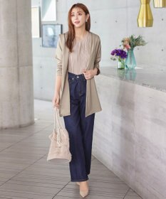 Tiaclasse L 【洗える】ポンチフードカーディガン