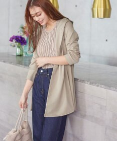 Tiaclasse L 【洗える】ポンチフードカーディガン