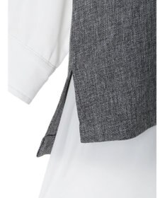 Green Parks ＳＥＴ２点Ｖネックベスト＋７分袖ミディシャツワンピース