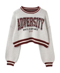 WEGO ラインリブフラッフィーショートニット