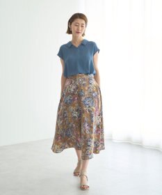 YECCA VECCA ゴブラン柄フレアスカート