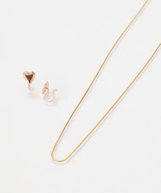 Phoebe <オンワード限定セット>【金属アレルギー対応】エレチェーンネックレス×ニュアンスハートライトフィットイヤリング/サージカルステンレス