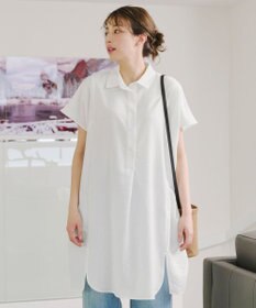 Tiaclasse 【洗える】フレンチスリーブリネンチュニックシャツ