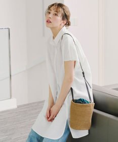 Tiaclasse 【洗える】フレンチスリーブリネンチュニックシャツ