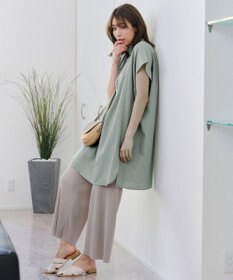 Tiaclasse 【洗える】フレンチスリーブリネンチュニックシャツ