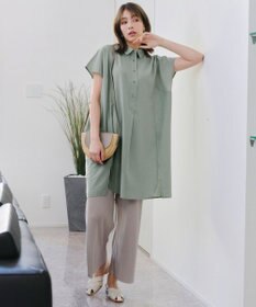 Tiaclasse 【洗える】フレンチスリーブリネンチュニックシャツ