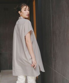 Tiaclasse 【洗える】フレンチスリーブリネンチュニックシャツ