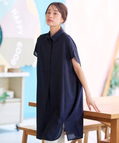 Tiaclasse 【洗える】フレンチスリーブリネンチュニックシャツ