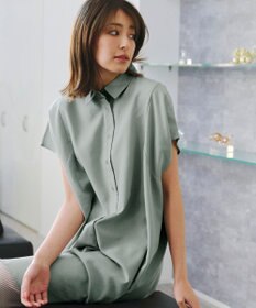 Tiaclasse 【洗える】フレンチスリーブリネンチュニックシャツ