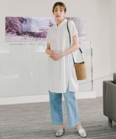 Tiaclasse 【洗える】フレンチスリーブリネンチュニックシャツ